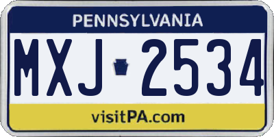 PA license plate MXJ2534
