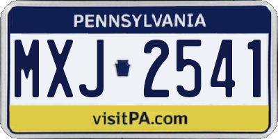 PA license plate MXJ2541