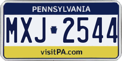 PA license plate MXJ2544
