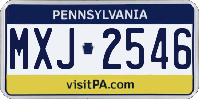 PA license plate MXJ2546
