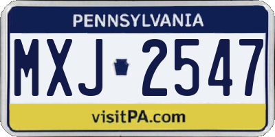 PA license plate MXJ2547