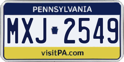 PA license plate MXJ2549