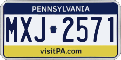 PA license plate MXJ2571