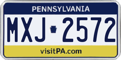 PA license plate MXJ2572