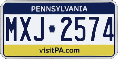PA license plate MXJ2574