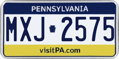 PA license plate MXJ2575