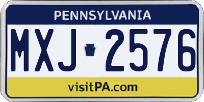 PA license plate MXJ2576