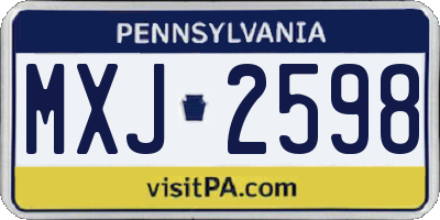 PA license plate MXJ2598