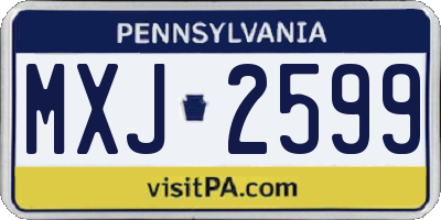 PA license plate MXJ2599