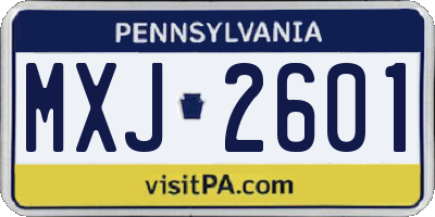 PA license plate MXJ2601