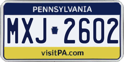 PA license plate MXJ2602