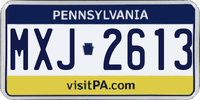 PA license plate MXJ2613