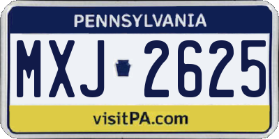 PA license plate MXJ2625