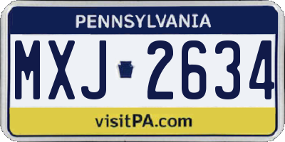 PA license plate MXJ2634