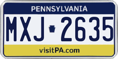PA license plate MXJ2635