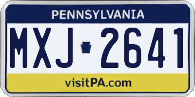 PA license plate MXJ2641