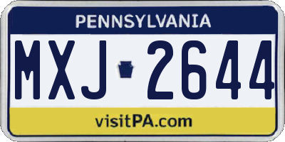 PA license plate MXJ2644