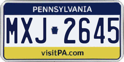 PA license plate MXJ2645