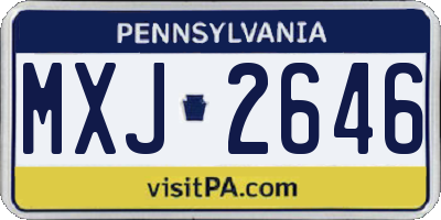 PA license plate MXJ2646