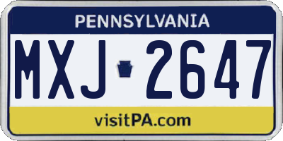 PA license plate MXJ2647