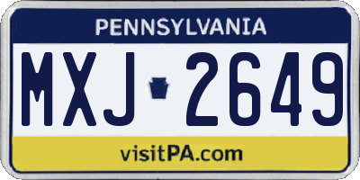 PA license plate MXJ2649