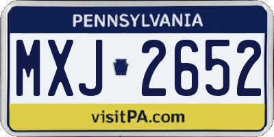 PA license plate MXJ2652