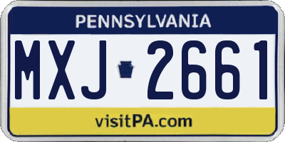PA license plate MXJ2661