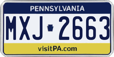 PA license plate MXJ2663