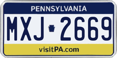 PA license plate MXJ2669