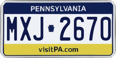 PA license plate MXJ2670