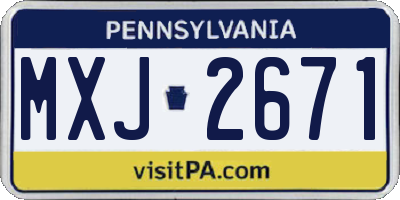 PA license plate MXJ2671