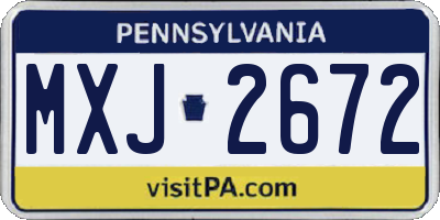 PA license plate MXJ2672
