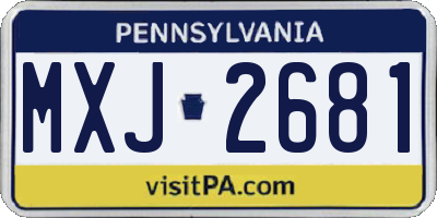 PA license plate MXJ2681