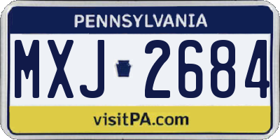 PA license plate MXJ2684