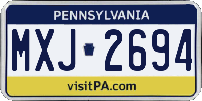 PA license plate MXJ2694