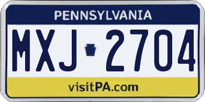 PA license plate MXJ2704