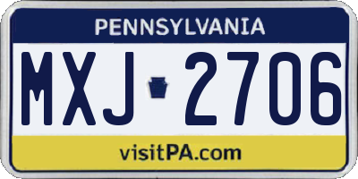 PA license plate MXJ2706