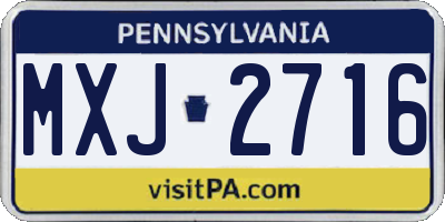 PA license plate MXJ2716