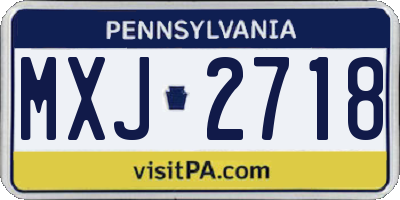 PA license plate MXJ2718