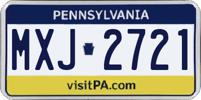 PA license plate MXJ2721