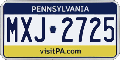 PA license plate MXJ2725