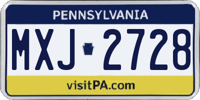 PA license plate MXJ2728
