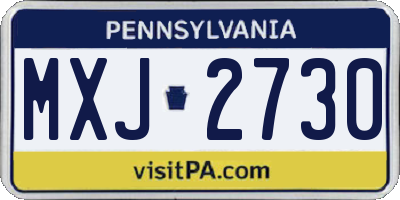 PA license plate MXJ2730