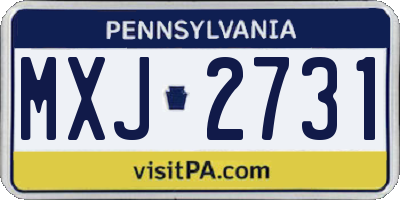 PA license plate MXJ2731