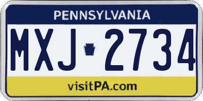 PA license plate MXJ2734