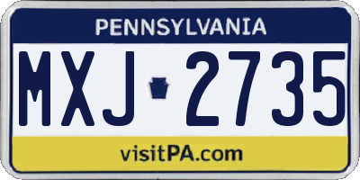 PA license plate MXJ2735