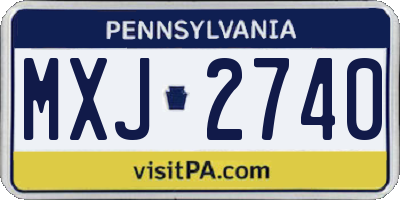 PA license plate MXJ2740