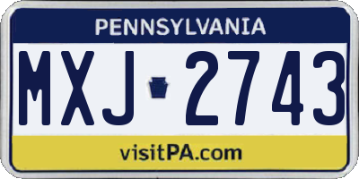 PA license plate MXJ2743
