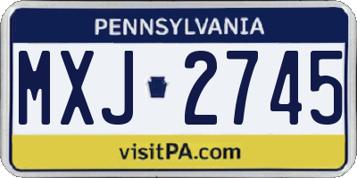 PA license plate MXJ2745