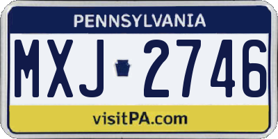 PA license plate MXJ2746